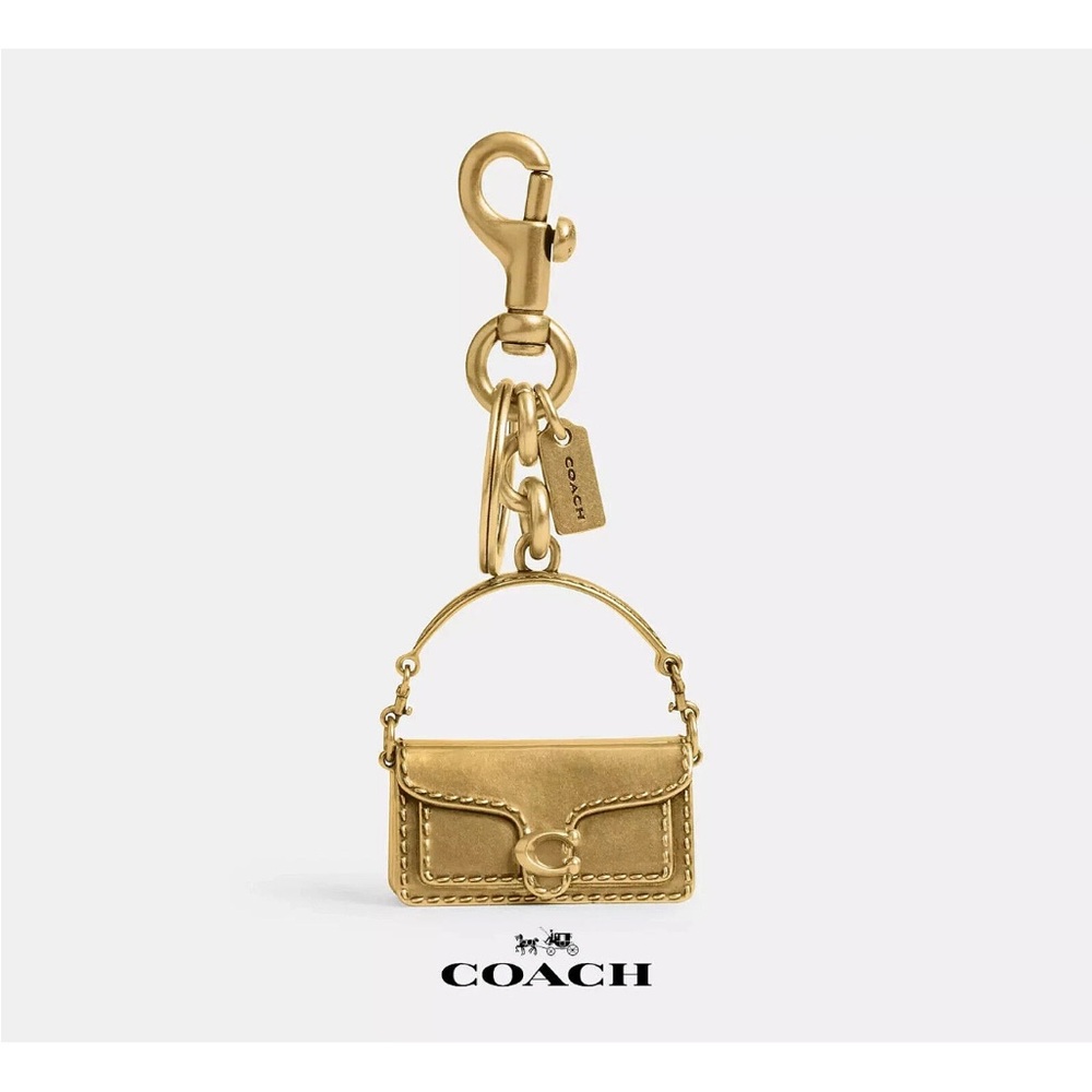 Coach Iconic Metal 3D Tabby Bag Charm Brass Keychain Key Fob